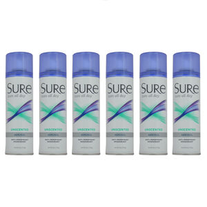 Sure Aerosol Unscented Anti-Perspirant and Deodorant - Pack of 6 Deodorant Spray